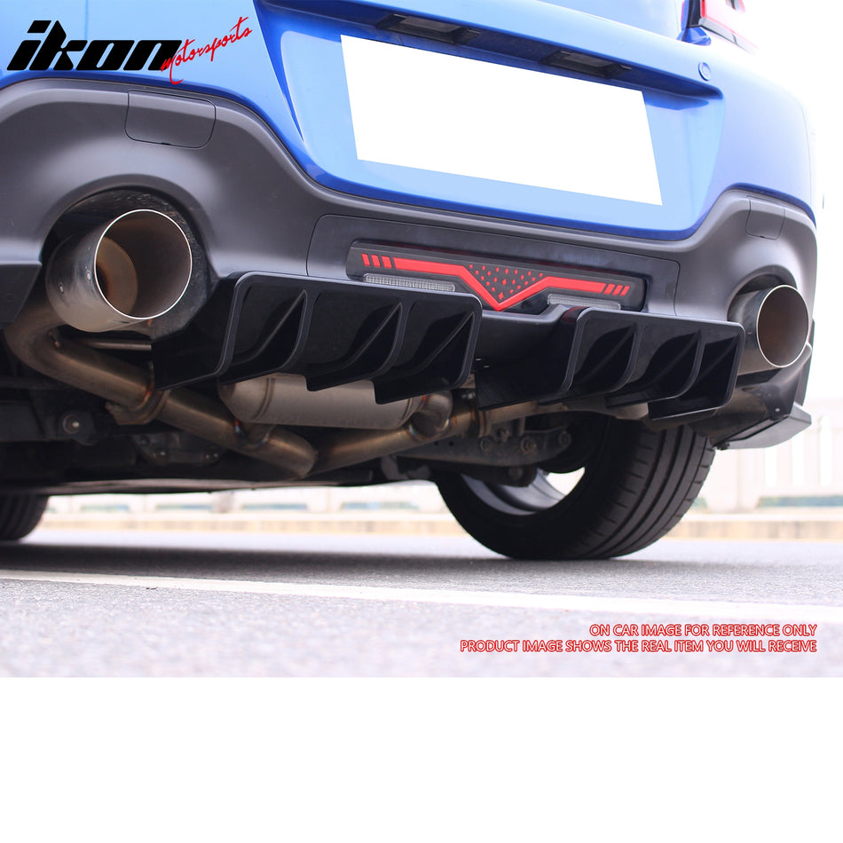IKON MOTORSPORTS Rear Diffuser, Compatible with 2022-2026 Subaru BRZ & Toyota GR86, JDM Style Matte Black PP Polypropylene Shark Fin Rear Bumper Valance Spoiler, Air Dam Chin Splitter Molding 2PCS