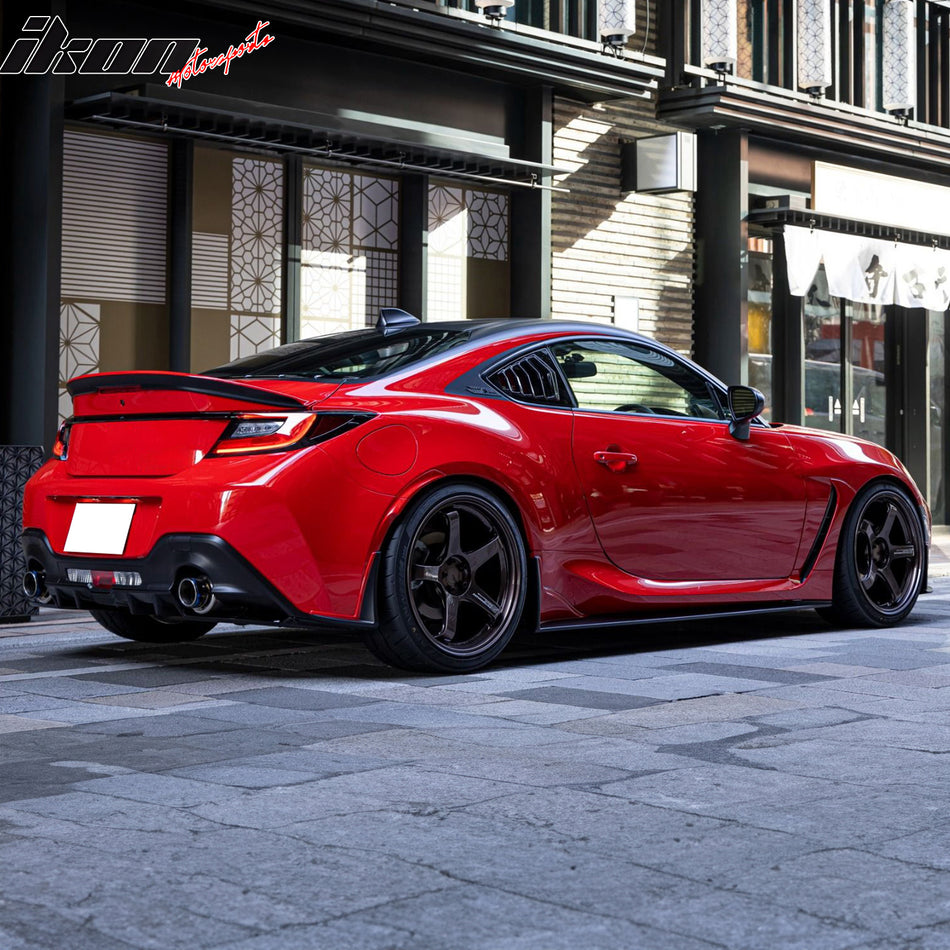 IKON MOTORSPORTS Rear Diffuser, Compatible with 2022-2026 Subaru BRZ & Toyota GR86,  Akea Style Black PU Shark Fin Rear Bumper Valance Spoiler, Air Dam Chin Splitter Molding 1PC Shark Fin Pr