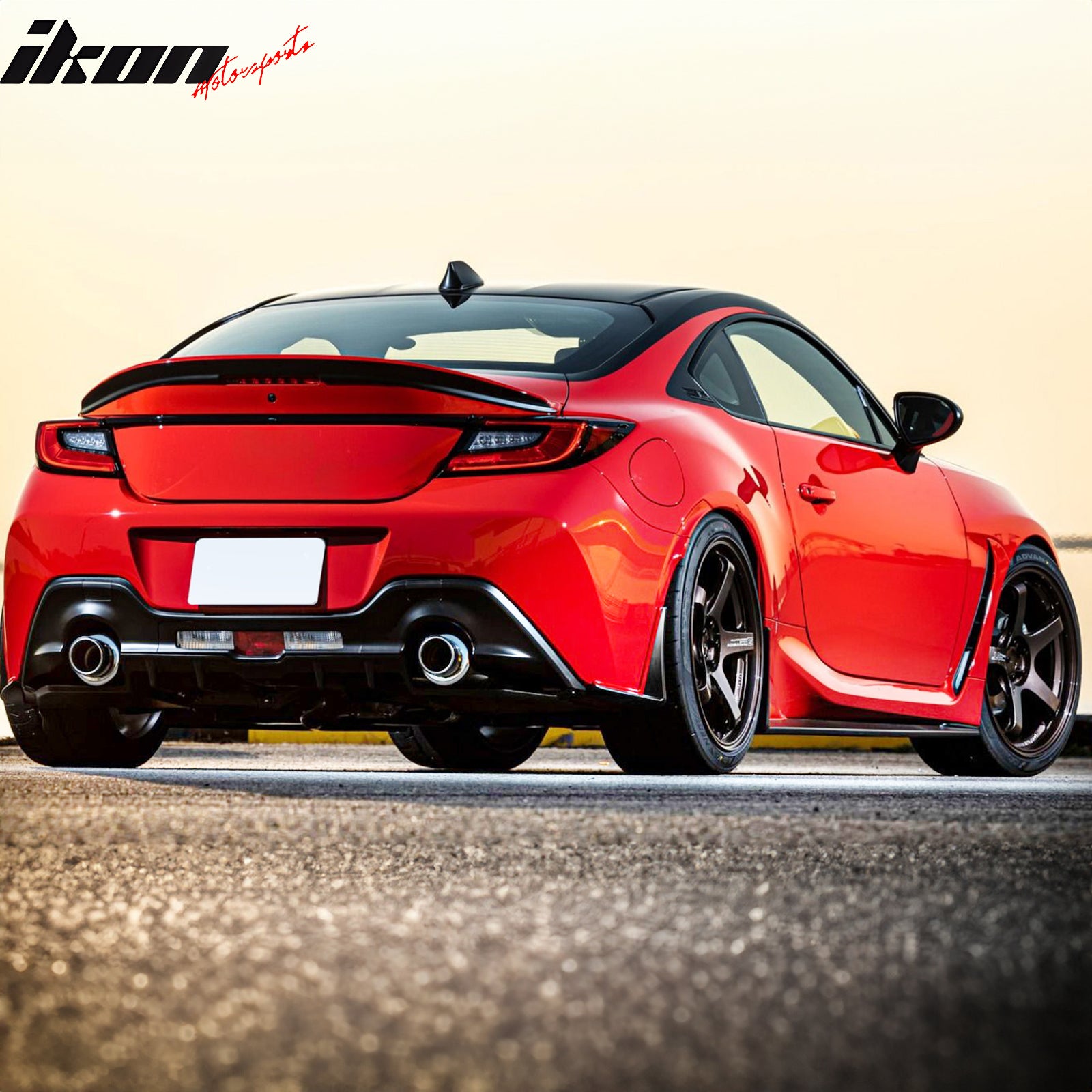 IKON MOTORSPORTS Rear Bumper Apron Spats Lip, Compatible with 2022-2026 Subaru BRZ & Toyota GR86, Akea Style Unpainted Black PU Rear Lower Spoiler Winglets Side Corner Valance Splitter 2PCS Extension