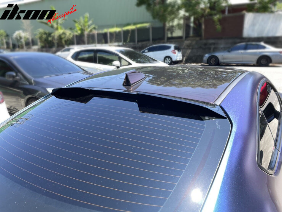 IKON MOTORSPRTS, Roof Spoiler Compatible With 2022-2026 Subaru BRZ & Toyota GR86, Gloss Black ABS Plastic V Style Rear Top Window Visor Wing Trim