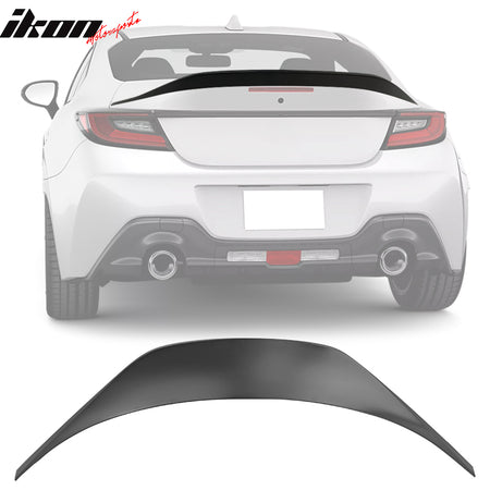 IKON MOTORSPORTS, Roof + Trunk Spoiler Compatible With 2022-2026 Subaru BRZ Toyota GR86, Unpainted Black ABS Plastic IKON Style Rear Window Visor Spoiler Wing + TRD Style Trunk Lid Spoiler