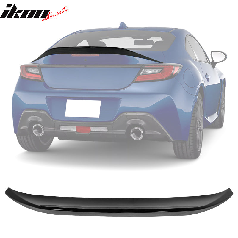 IKON MOTORSPORTS, Roof + Trunk Spoiler Compatible With 2022-2026 Subaru BRZ Toyota GR86, Painted D4S Crystal Black Silica/Raven Pearl ABS IKON Style Rear Window Visor Wing + TRD Style Trunk Spoiler