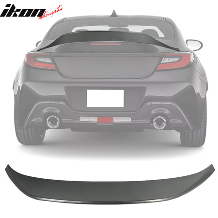 IKON MOTORSPORTS, Roof + Trunk Spoiler Compatible With 2022-2026 Subaru BRZ Toyota GR86, Painted #G1U Ice Silver Metallic ABS IKON Style Rear Window Visor Wing + TRD Style Trunk Spoiler
