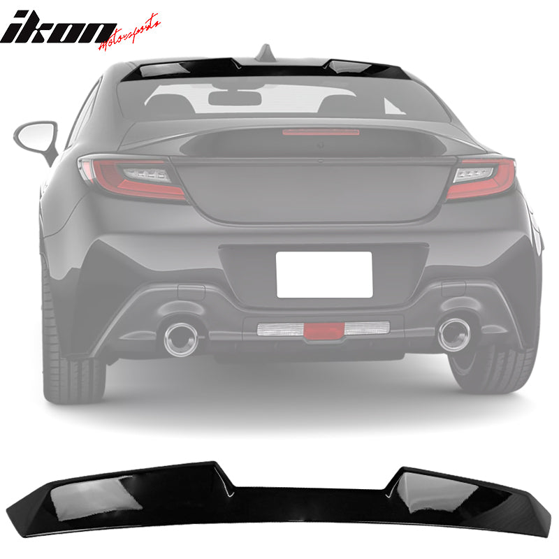 IKON MOTORSPORTS, Roof + Trunk Spoiler Compatible With 2022-2026 Subaru BRZ Toyota GR86, Painted D4S Crystal Black Silica/Raven Pearl ABS V Style Rear Window Visor Wing + TRD Style Trunk Spoiler