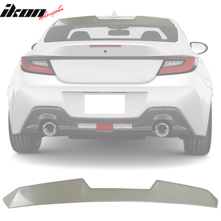 IKON MOTORSPORTS, Roof + Trunk Spoiler Compatible With 2022-2026 Subaru BRZ Toyota GR86, Painted #K1X Crystal White Pearl ABS V Style Rear Window Visor Wing + TRD Style Trunk Spoiler