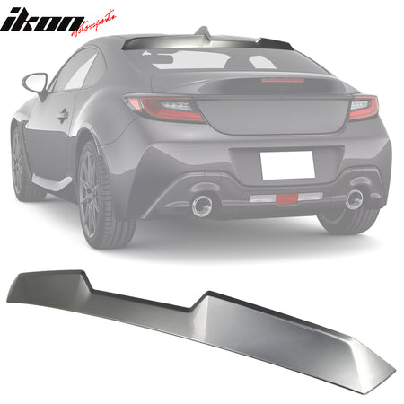 IKON MOTORSPORTS, Roof + Trunk Spoiler Compatible With 2022-2026 Subaru BRZ Toyota GR86, Painted #P8Y Magnetite Gray/Pavement Metallic ABS V Style Rear Window Visor Wing + TRD Style Trunk Spoiler