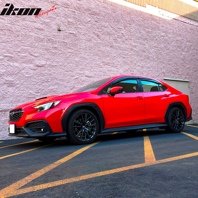 IKON MOTORSPRTS, Window Visors Compatible With 2022-2025 Subaru WRX 5th, Mugen Style Black PC Polycarbonate Sun Rain Wind Shade Guard Vent Deflector Side Shield 4PCS