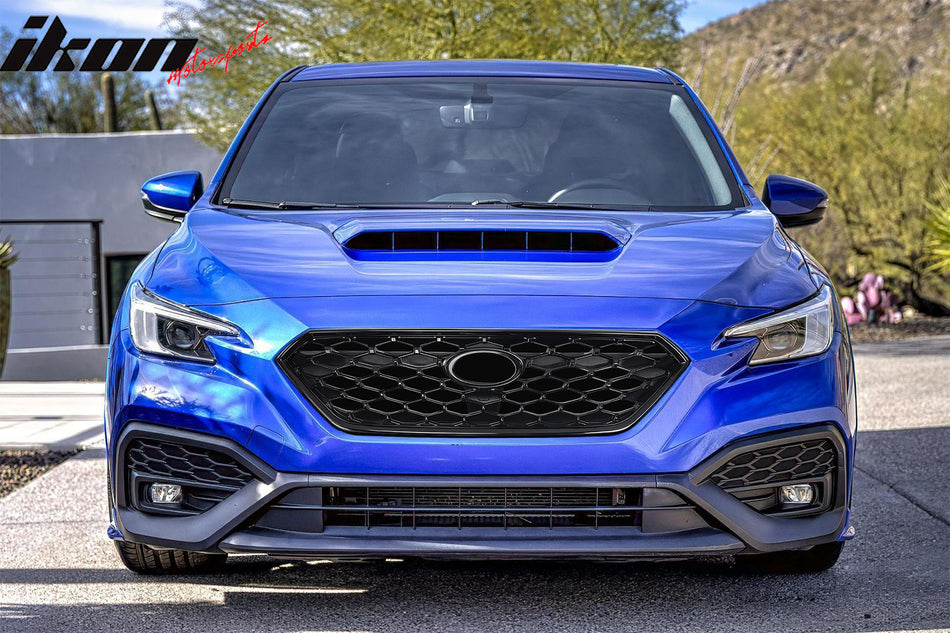 IKON MOTORSPORTS Front Upper Grille, Compatible with 2022-2025 Subaru WRX, JDM 1 Style Gloss Black ABS Plastic Replacement Front Bumper Hood Grill