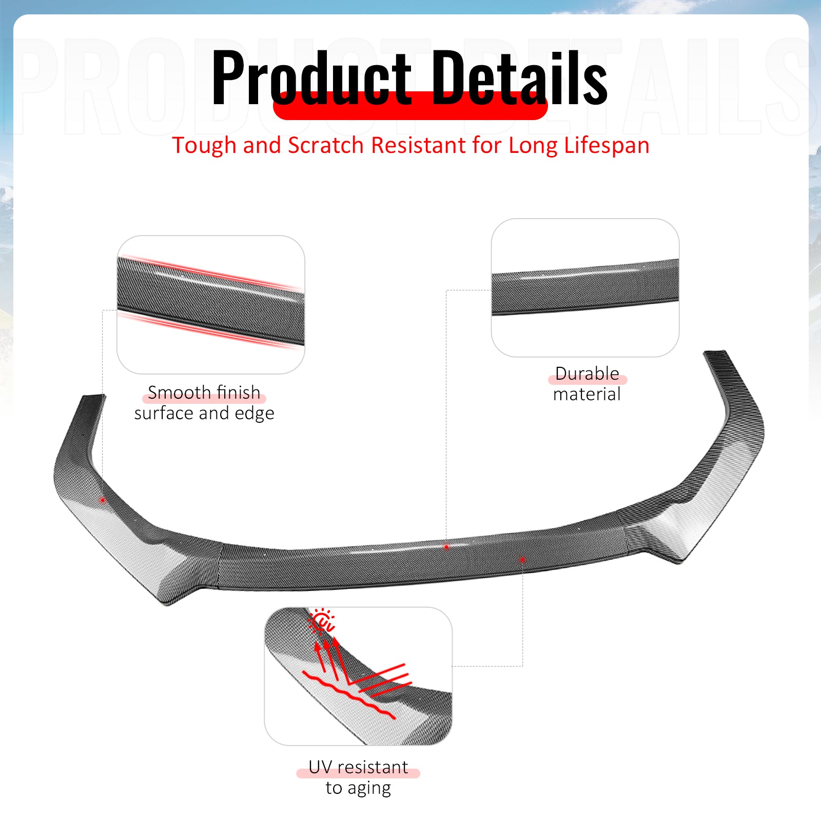 Fits 22-25 Subaru WRX IKON Front Bumper Lip Chin Splitter PP Carbon Fiber Print