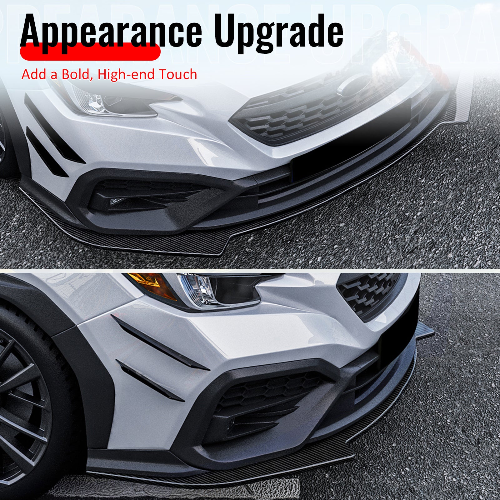 Fits 22-25 Subaru WRX IKON Front Bumper Lip Chin Splitter PP Carbon Fiber Print