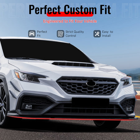 IKON MOTORSPORTS Front Bumper Lip, Compatible with 2022-2025 Subaru WRX, IKON Style Gloss Black PP Injection Added-on Air Dam Chin Spoiler Protector Splitter 3PCS