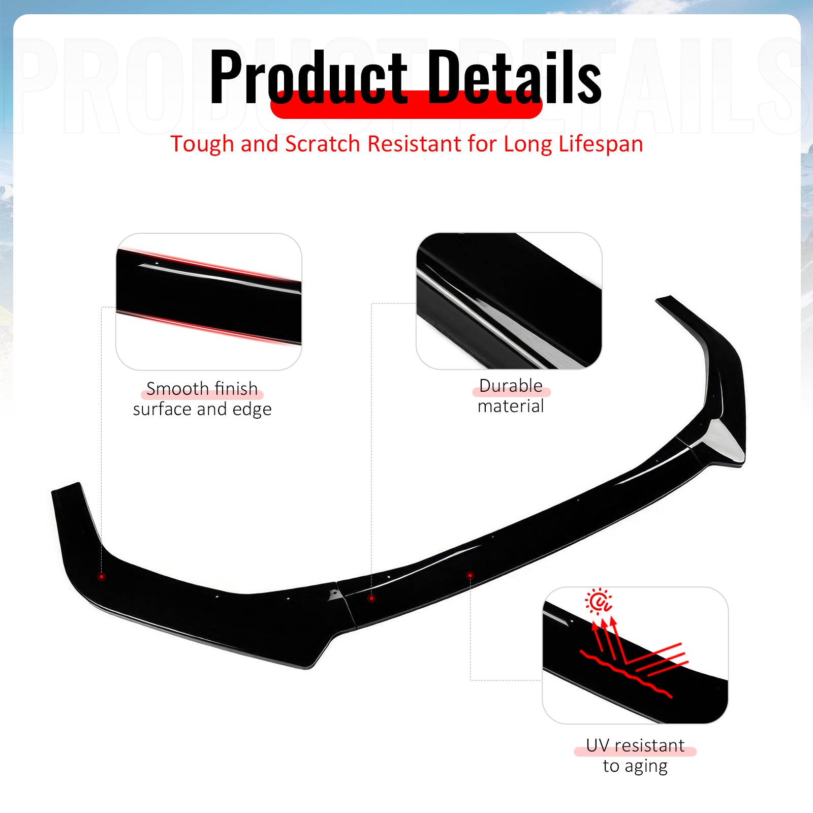 Fits 22-25 Subaru WRX IKON Style Front Bumper Lip Chin Splitter PP Gloss Black