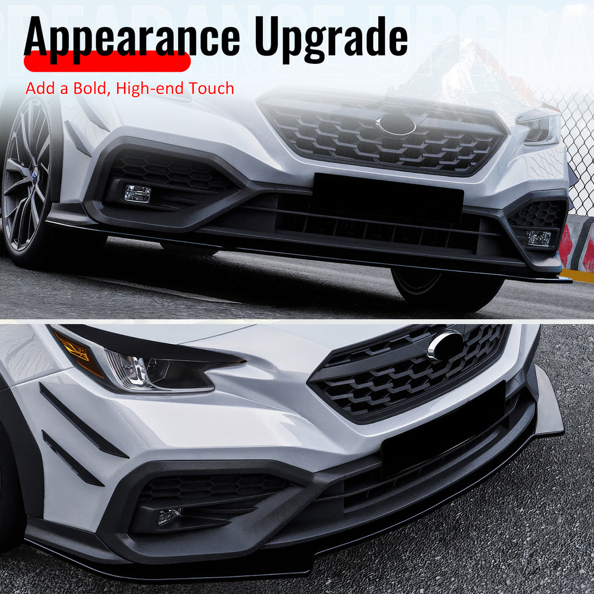 Fits 22-25 Subaru WRX IKON Style Front Bumper Lip Chin Splitter PP Gloss Black