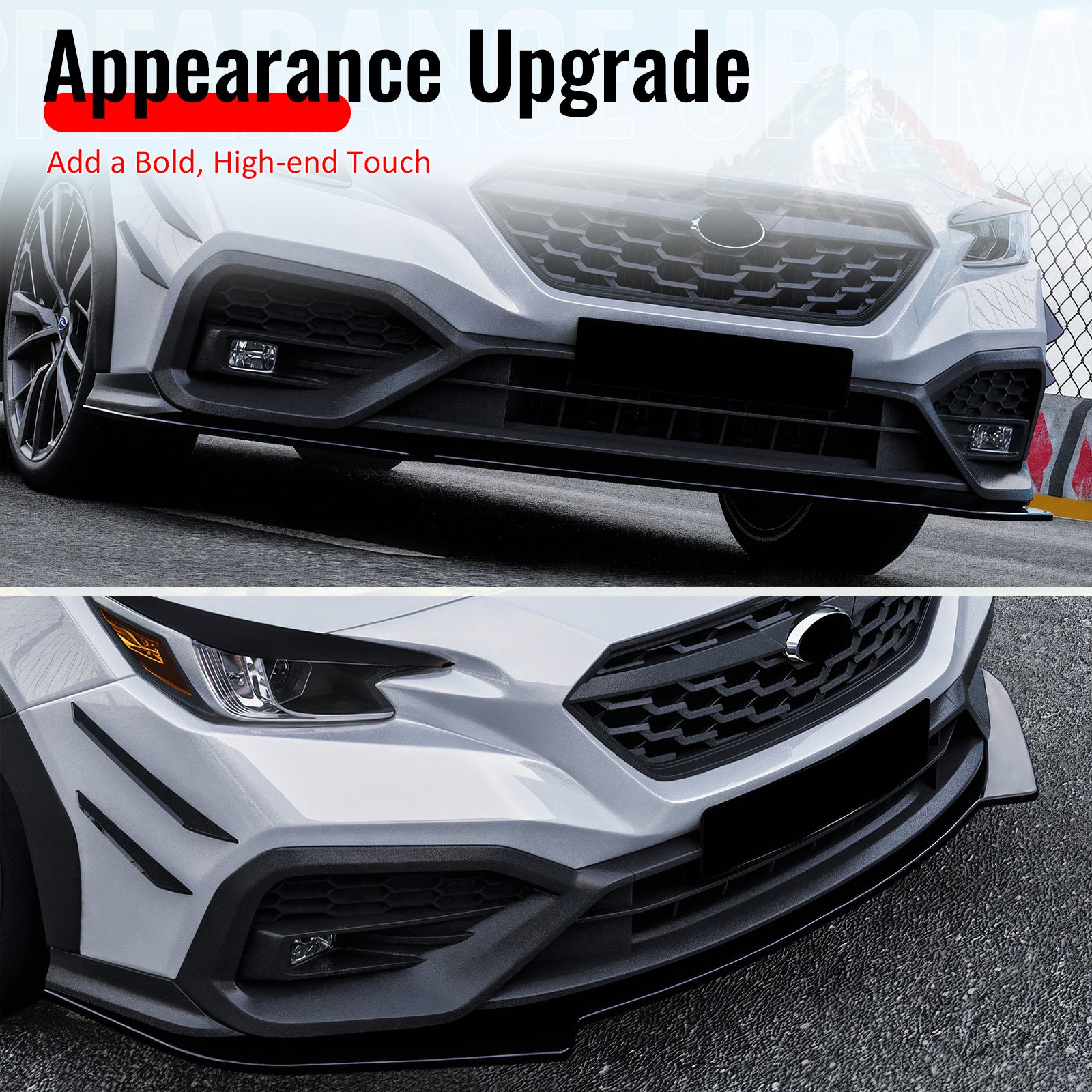 Fits 22-25 Subaru WRX IKON Style Front Bumper Lip Chin Splitter PP Gloss Black