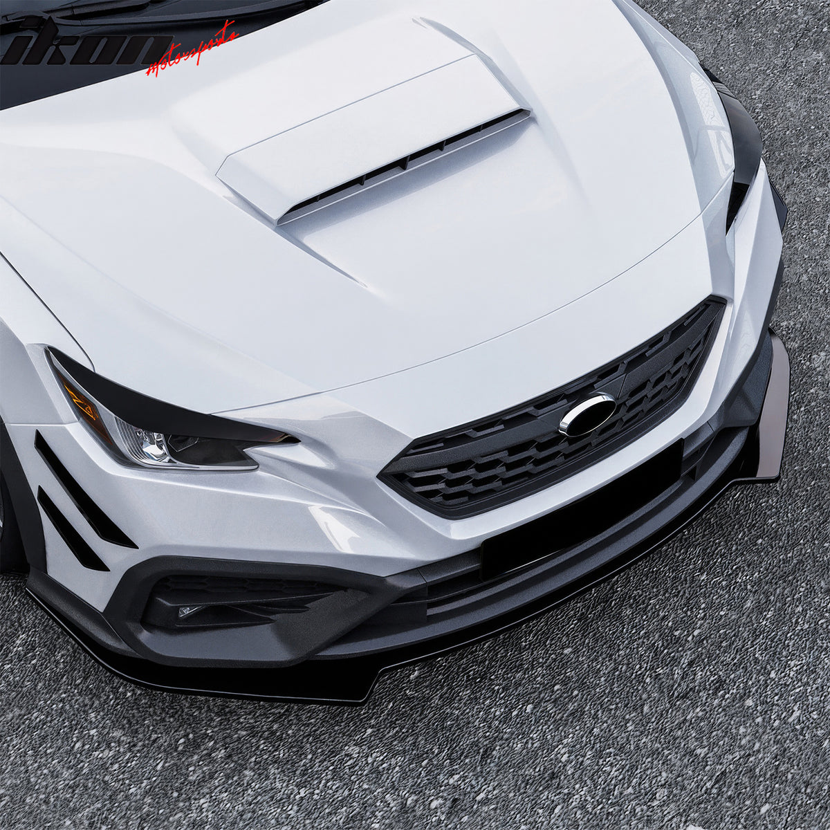 Fits 22-25 Subaru WRX IKON Style Front Bumper Lip Chin Splitter PP Gloss Black