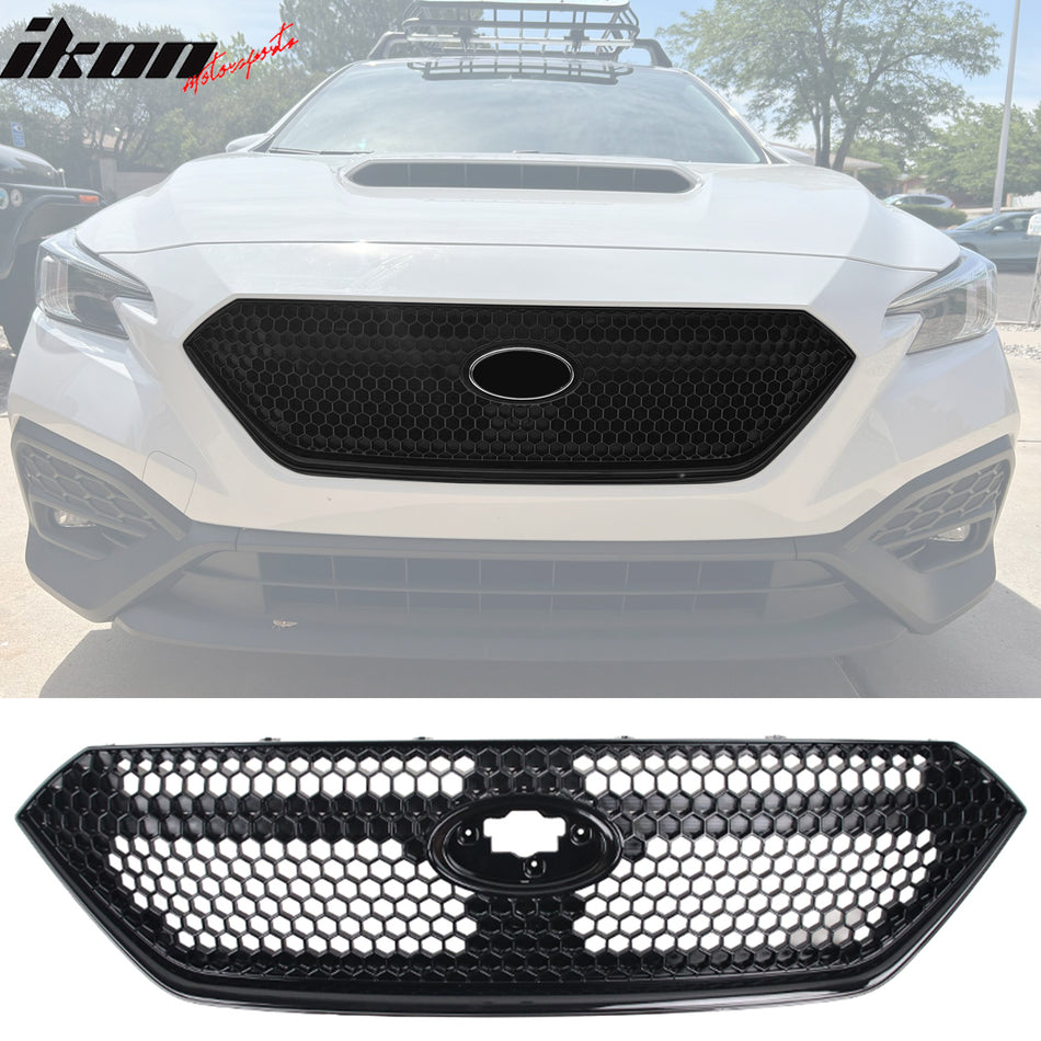 2022-2025 Subaru WRX Gloss Black Honeycomb Front Bumper Grille ABS