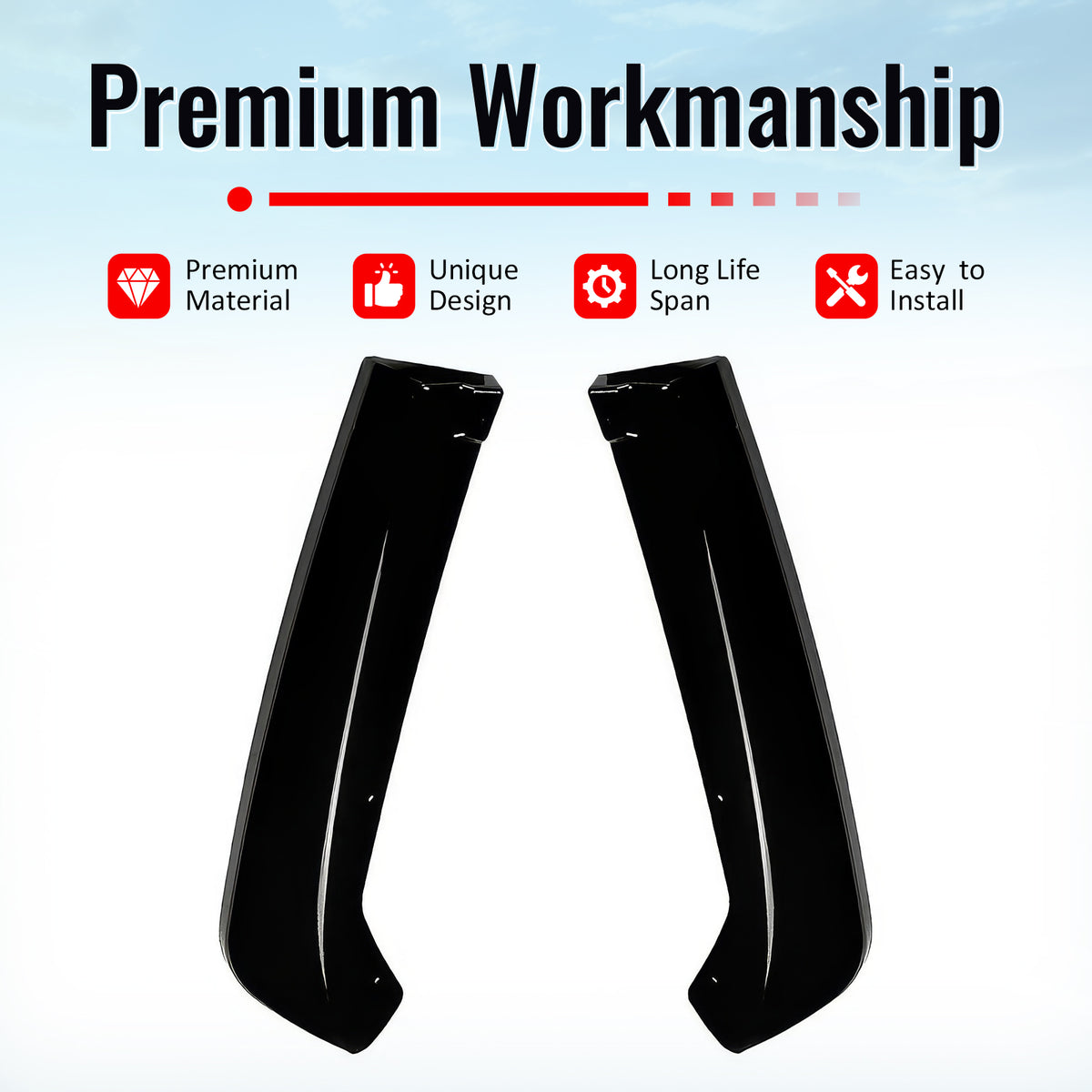 Fits 22-26 Subaru WRX Gloss Black STI Style Rear Bumper Side Corner Aprons Cap