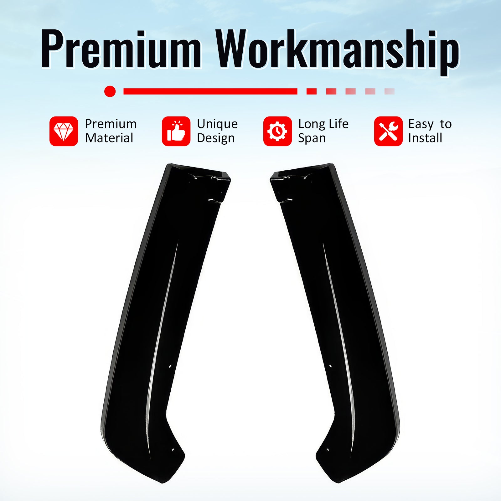 Fits 22-26 Subaru WRX Gloss Black STI Style Rear Bumper Side Corner Aprons Cap