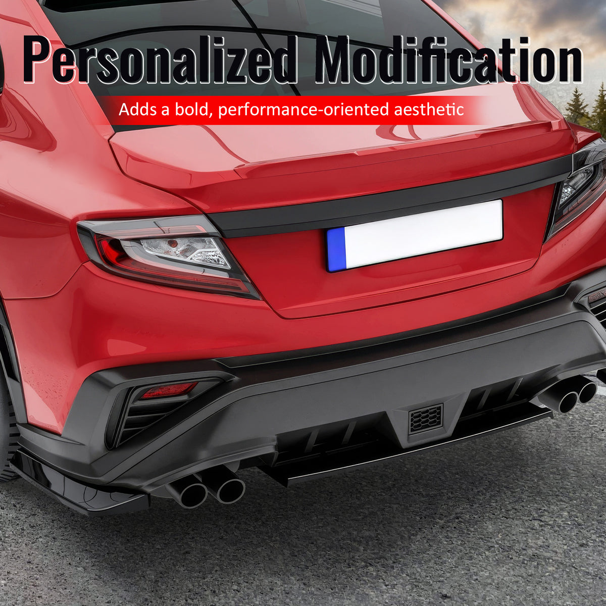 Fits 22-26 Subaru WRX Gloss Black STI Style Rear Bumper Side Corner Aprons Cap