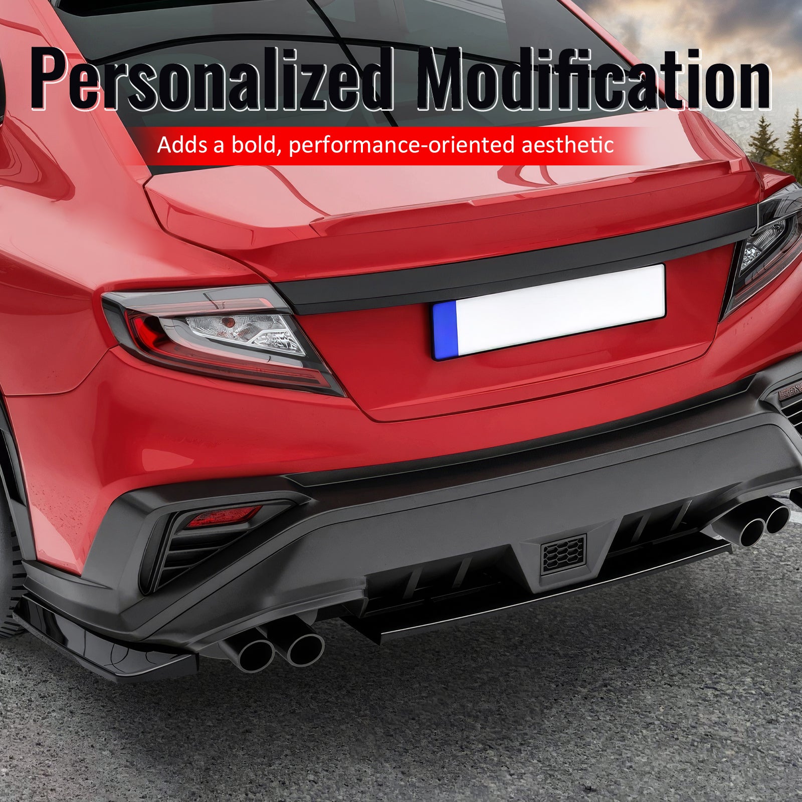 Fits 22-26 Subaru WRX Gloss Black STI Style Rear Bumper Side Corner Aprons Cap