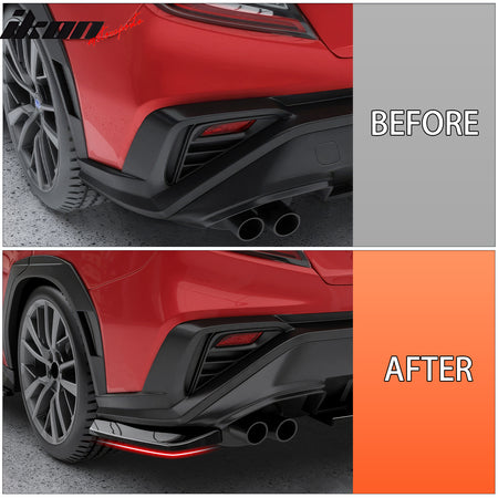 Fits 22-26 Subaru WRX Gloss Black STI Style Rear Bumper Side Corner Aprons Cap