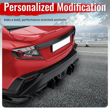 Fits 22-26 Subaru WRX IKON Style Rear Bumper Diffuser W/ 4-Fin ABS Gloss Black
