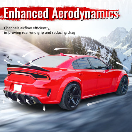 Fits 22-26 Subaru WRX IKON Style Rear Bumper Diffuser W/ 4-Fin ABS Gloss Black