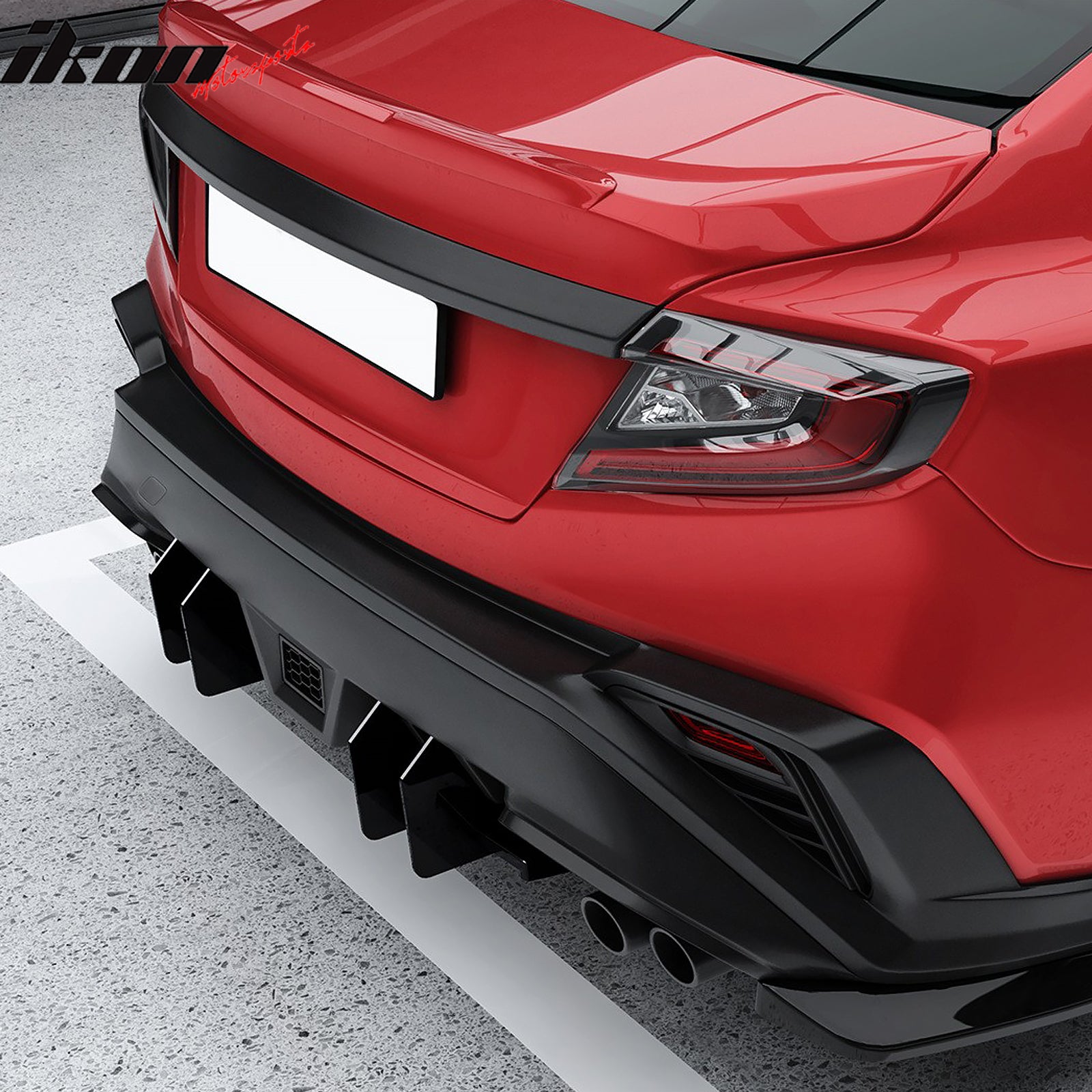 Fits 22-26 Subaru WRX IKON Style Rear Bumper Diffuser W/ 4-Fin ABS Gloss Black