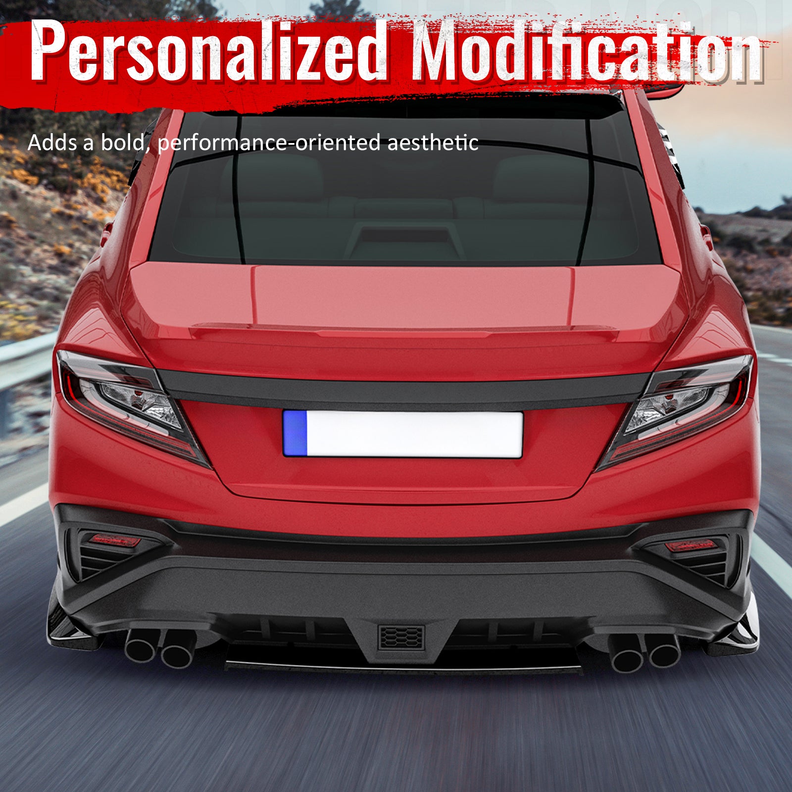 Fits 22-26 Subaru WRX 5th Gen STI Style Rear Bumper Diffuser Lip ABS Gloss Black