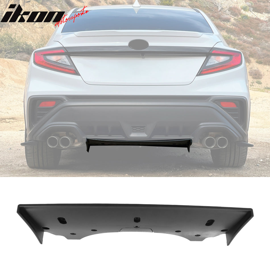 IKON MOTORSPORTS, Rear Bumper Diffuser Lip Compatible With 2022-2025 Subaru WRX Sedan 4-Door, Unpainted Black STI Style PP Add On Air Dam Rear Lower Bumper Protector Lip