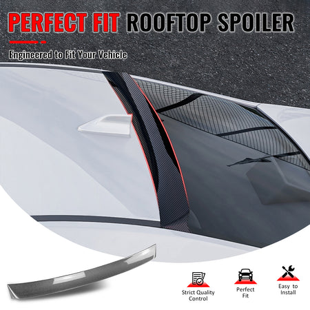 IKON MOTORSPORTS, Rear Window Roof Spoiler Compatible with 2022-2025 Subaru WRX All Models, IKON Style Carbon Fiber Print ABS Plastic Add-on Top Roofline Windshield Visor Spoiler Wing