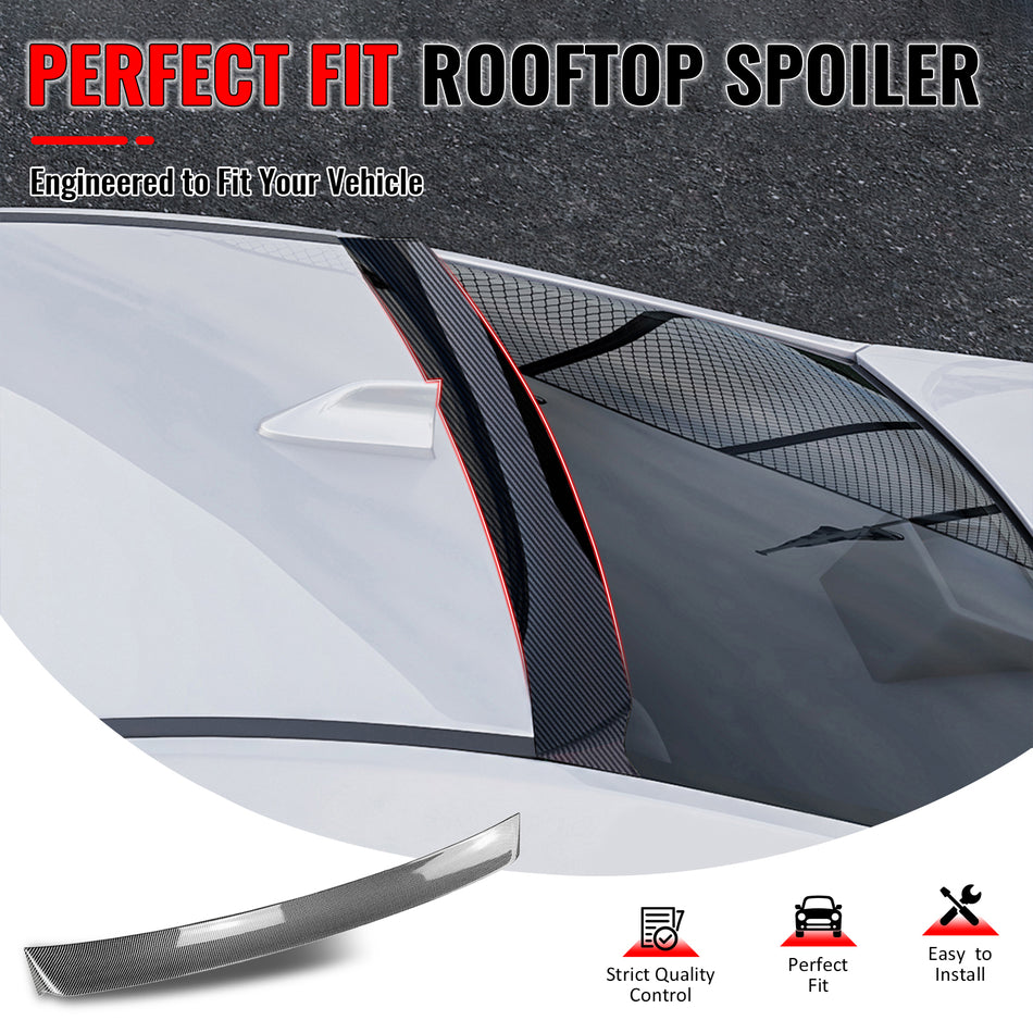 IKON MOTORSPORTS, Rear Window Roof Spoiler Compatible with 2022-2025 Subaru WRX All Models, IKON Style Carbon Fiber Print ABS Plastic Add-on Top Roofline Windshield Visor Spoiler Wing
