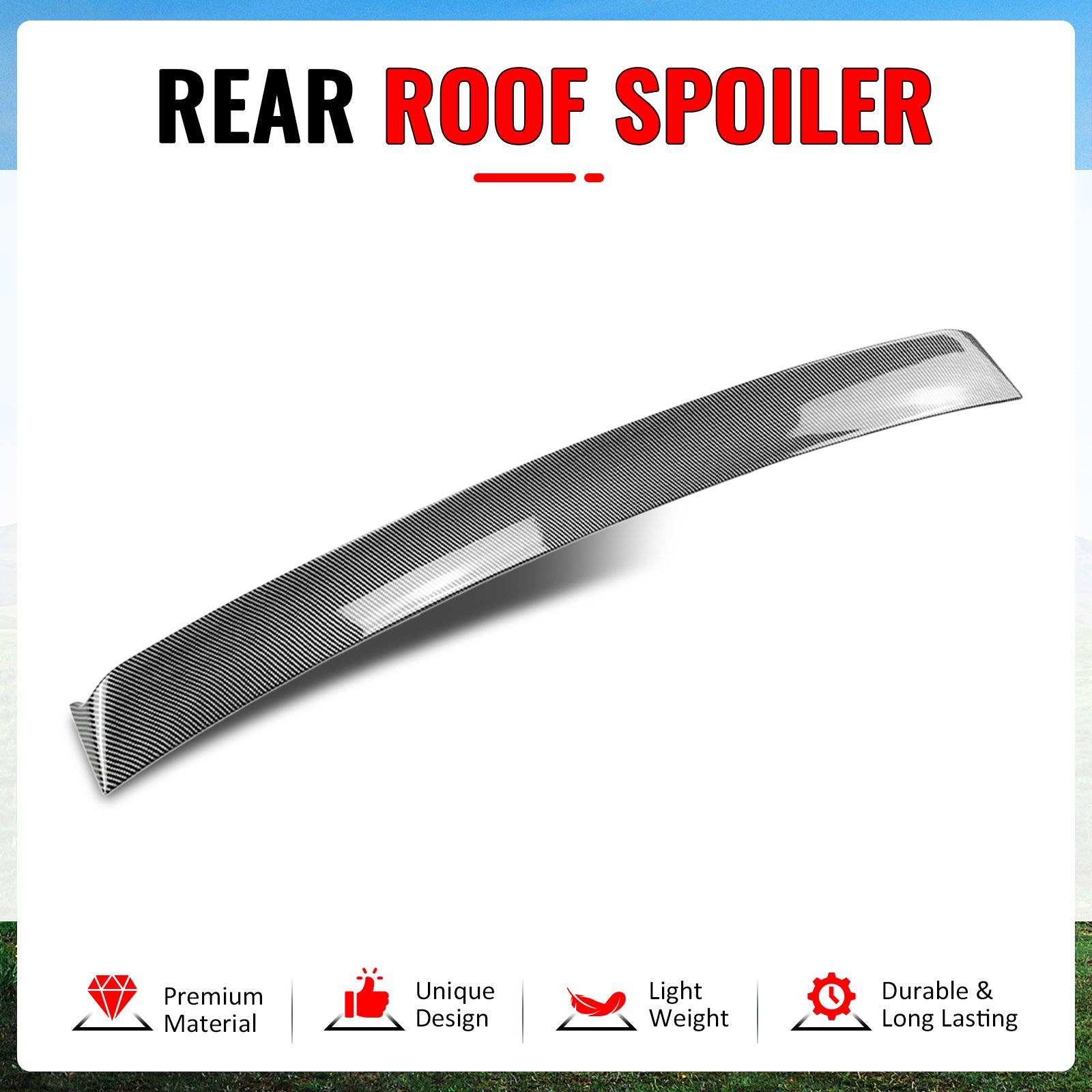 Fits 22-25 Subaru WRX IKON Carbon Fiber Print Rear Window Roof Spoiler Wing ABS