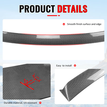Fits 22-25 Subaru WRX IKON Carbon Fiber Print Rear Window Roof Spoiler Wing ABS