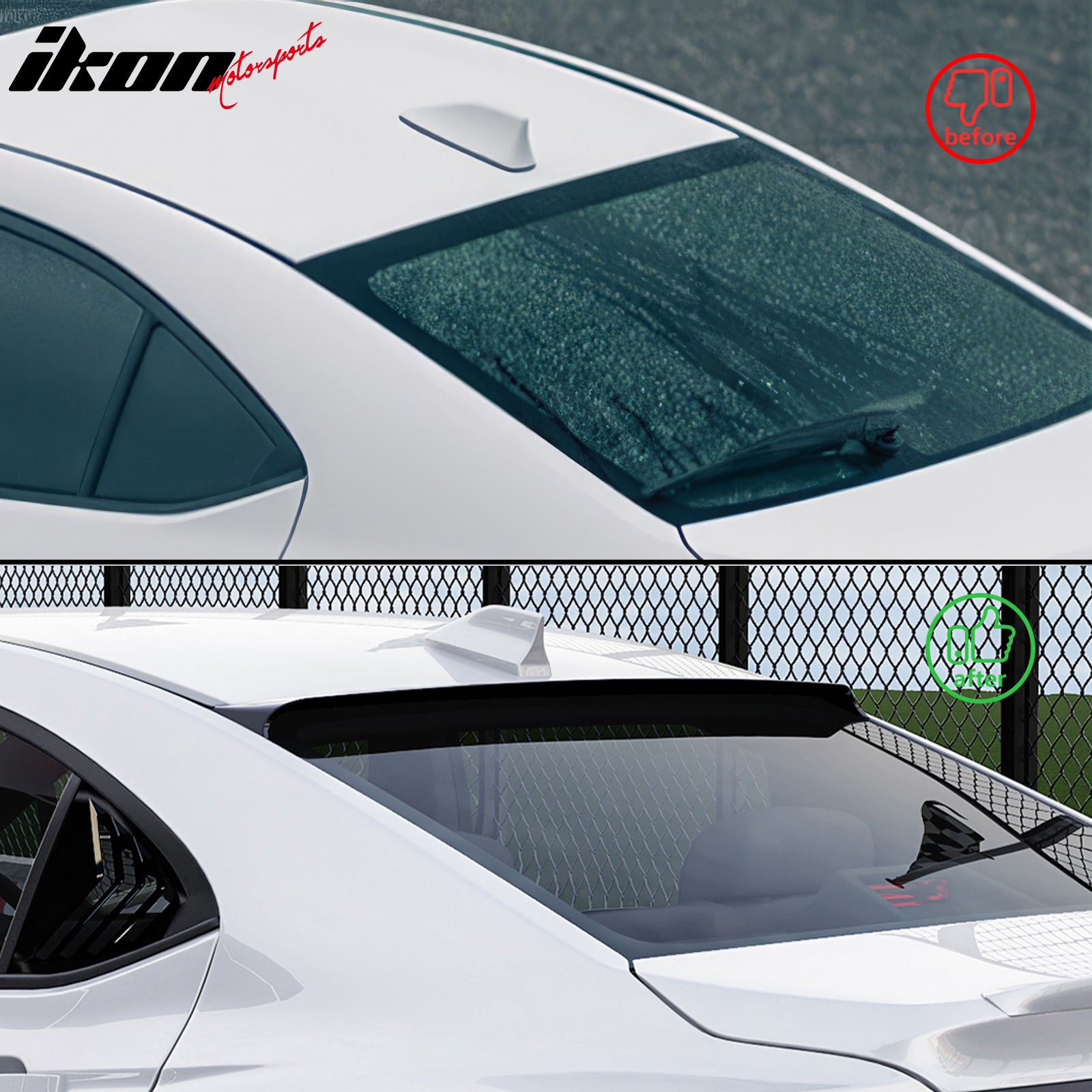 Fits 22-25 Subaru WRX IKON Carbon Fiber Print Rear Window Roof Spoiler Wing ABS