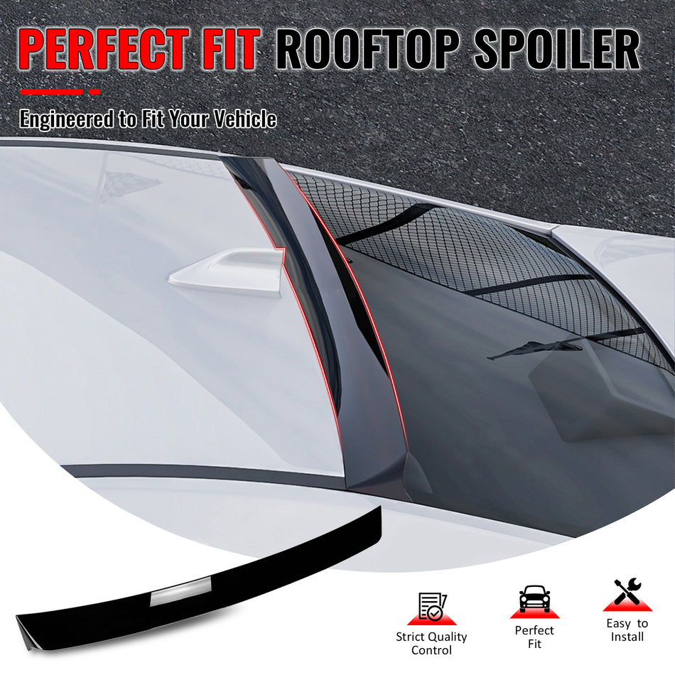 IKON MOTORSPORTS, Rear Window Roof Spoiler Compatible with 2022-2025 Subaru WRX All Models, IKON Style Gloss Black ABS Plastic Add-on Top Roofline Windshield Visor Spoiler Wing