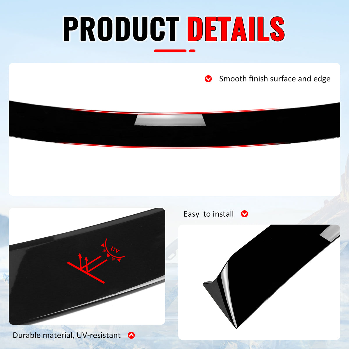 Fits 22-25 Subaru WRX 5th Gen IKON Gloss Black Rear Window Roof Spoiler Wing ABS