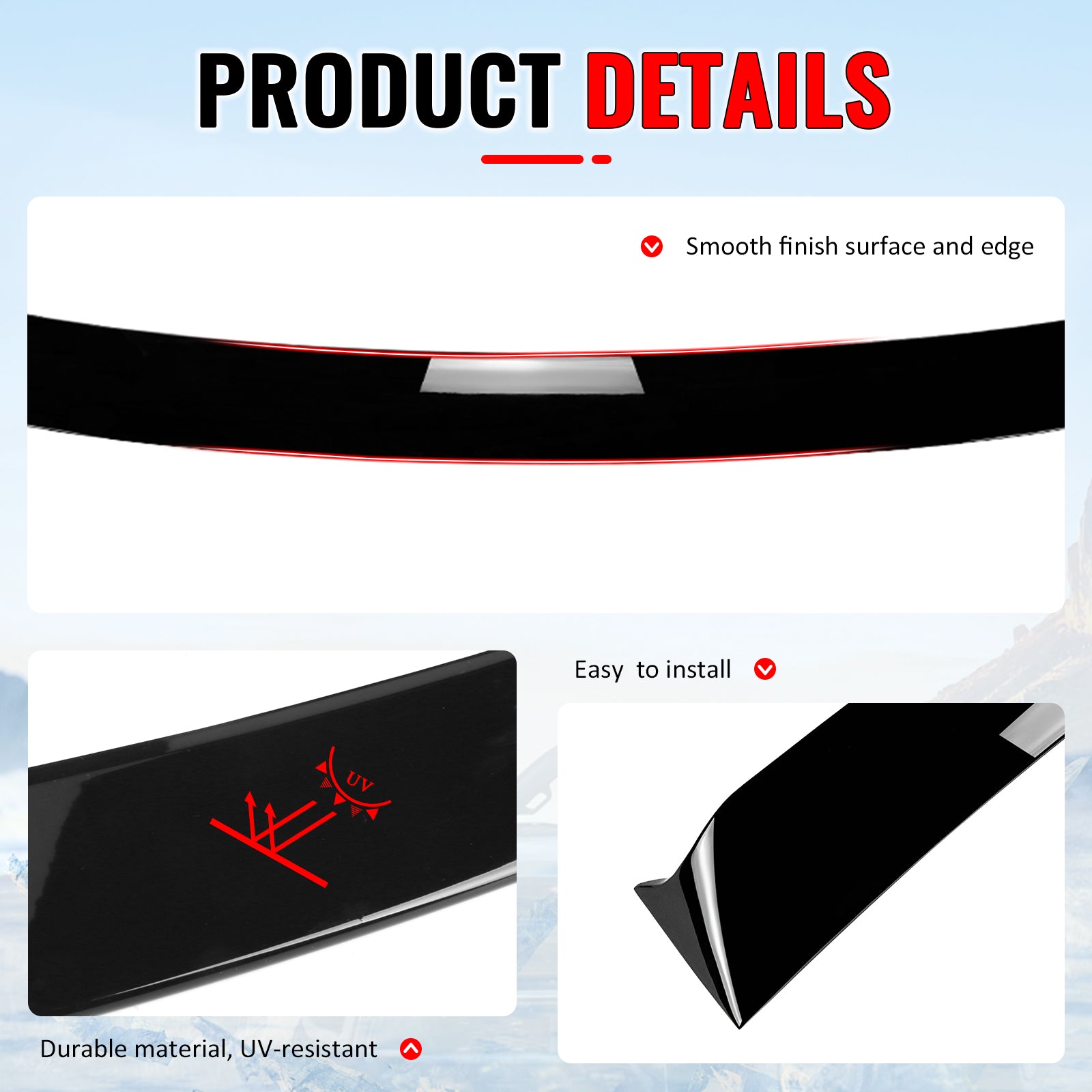 Fits 22-25 Subaru WRX 5th Gen IKON Gloss Black Rear Window Roof Spoiler Wing ABS