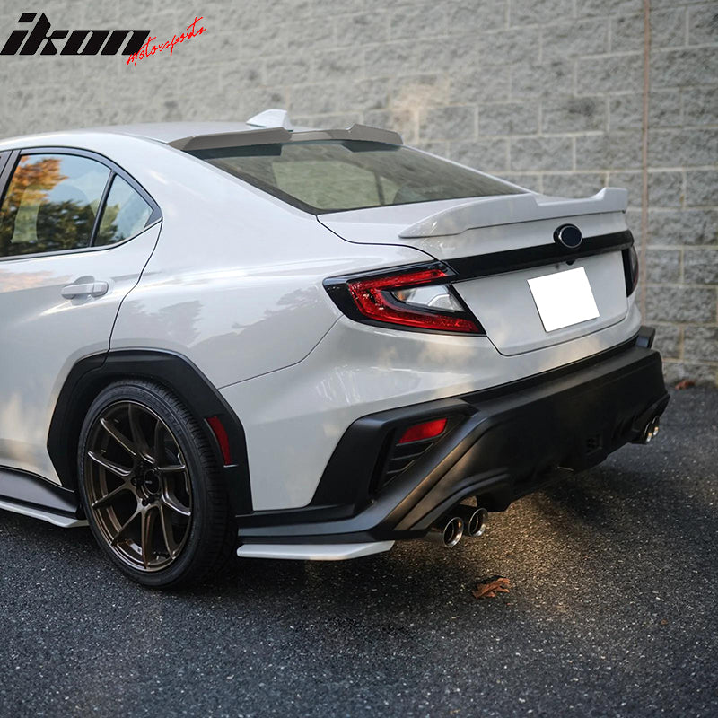 IKON MOTORSPORTS, Roof Spoiler Compatible With 2022-2025 Subaru WRX, Painted #M6Y Ceramic White ABS Plastic V Style Rear Window Visor Wing Lip, 2023