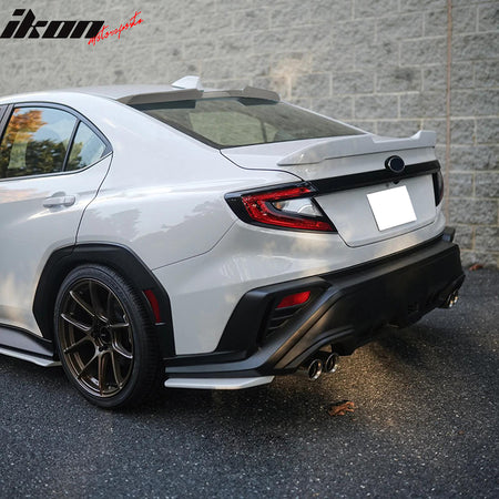 IKON MOTORSPORTS, Roof Spoiler Compatible With 2022-2025 Subaru WRX, Painted #M6Y Ceramic White ABS Plastic V Style Rear Window Visor Wing Lip, 2023