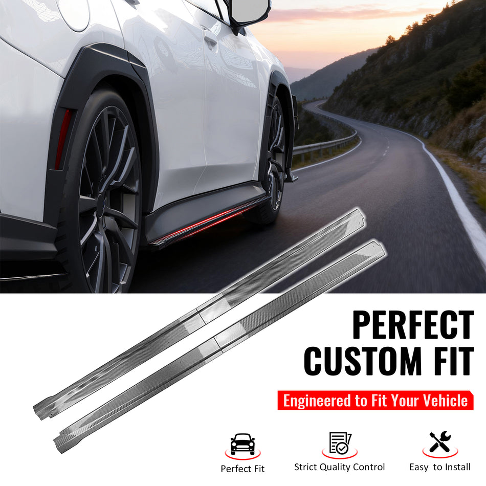IKON MOTORSPORTS, Side Skirts Extension Compatible with Fits 2022-2025 Subaru WRX All Models, STI Style PP Injection Carbon Fiber Print Rocker Panel Splitter Side Underbody Spoiler 4PCS