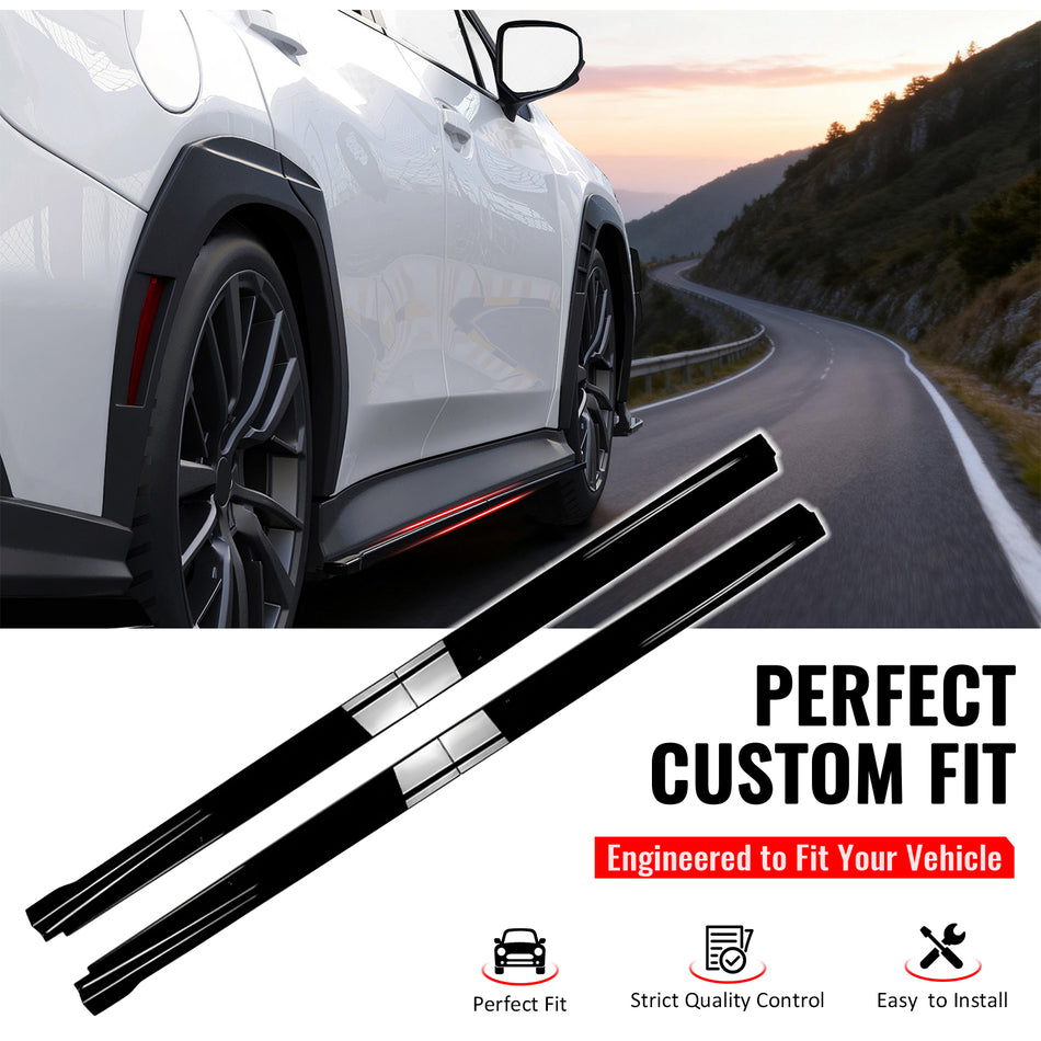 IKON MOTORSPORTS, Side Skirts Extension Compatible with Fits 2022-2025 Subaru WRX All Models, STI Style PP Injection Gloss Black Rocker Panel Splitter Side Underbody Spoiler 4PCS