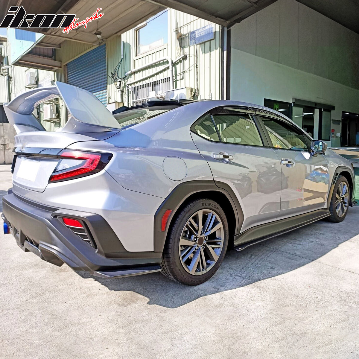 IKON MOTORSPORTS, Side Skirts Compatible With 2022-2025 Subaru WRX, Unpainted Black ABS Plastic Rocker Panel Splitter Spoiler Lip Pair