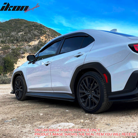 IKON MOTORSPORTS, Side Skirts Extension Compatible with 2022-2025 Subaru WRX 5th VB, STI Style Unpainted Black PP Polypropylene Rocker Panel Splitter Side Underbody Spoiler 2PCS