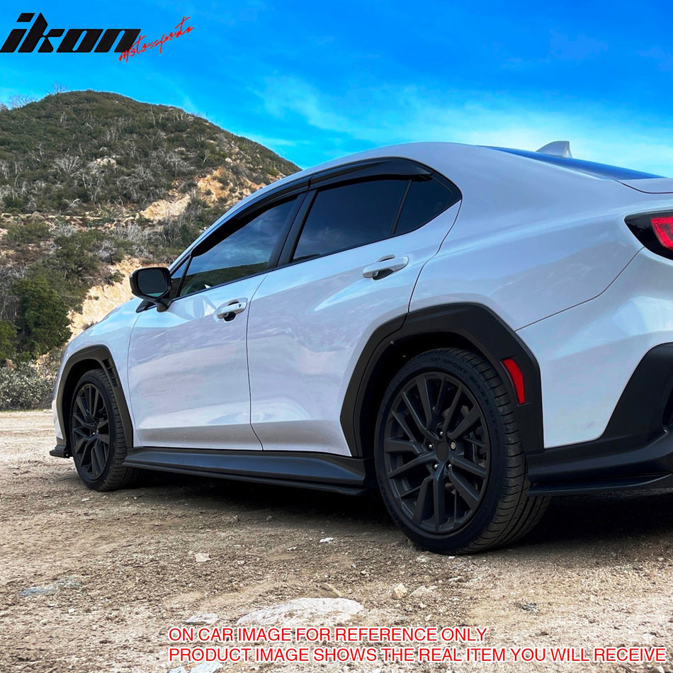 IKON MOTORSPORTS, Side Skirts Extension Compatible with 2022-2025 Subaru WRX 5th VB, STI Style Unpainted Black PP Polypropylene Rocker Panel Splitter Side Underbody Spoiler 2PCS