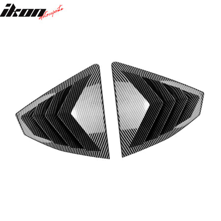 IKON MOTORSPORTS Side Window Louver, Compatible with 2022-2025 Subaru WRX, IKON Style ABS Plastic Carbon Fiber Print Rear Air Vent Scoop Shades Cover Blinds Trim Pair