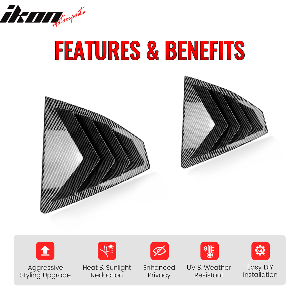 Fits 22-25 Subaru WRX IKON Side Window Louvers Vent Cover Carbon Fiber Print ABS
