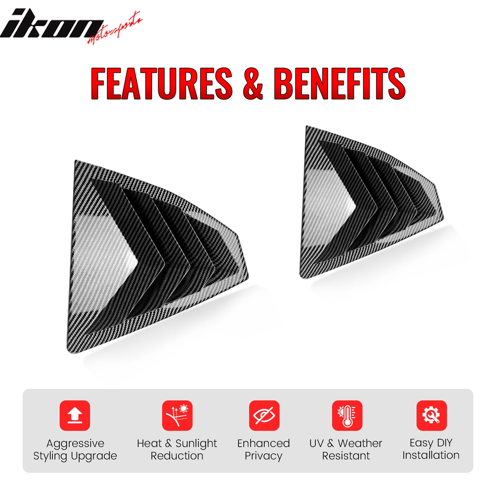 Fits 22-25 Subaru WRX IKON Side Window Louvers Vent Cover Carbon Fiber Print ABS
