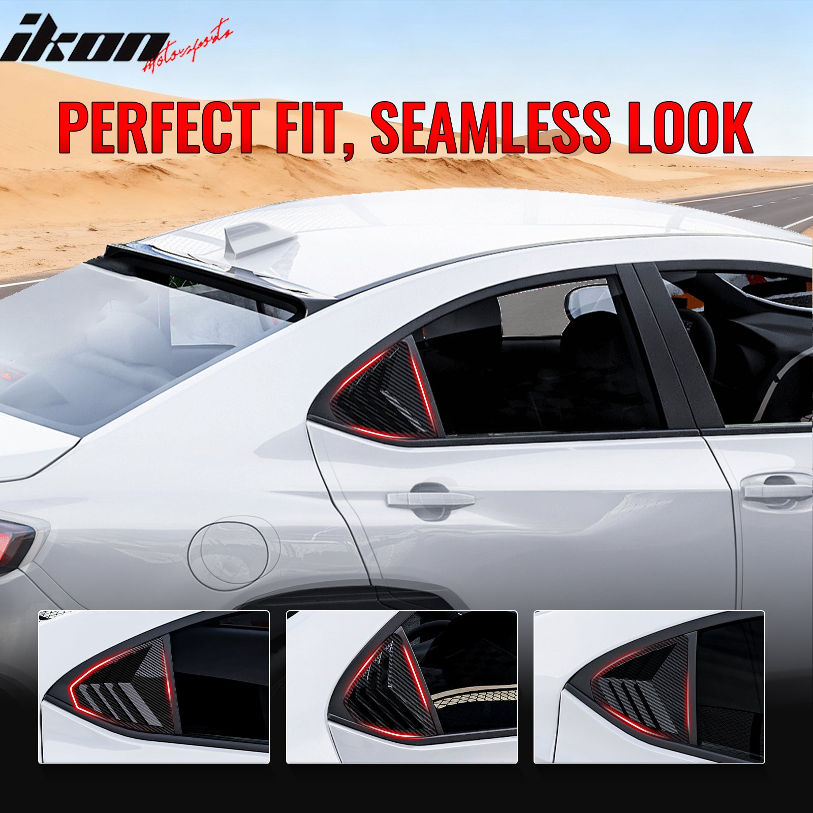 Fits 22-25 Subaru WRX IKON Side Window Louvers Vent Cover Carbon Fiber Print ABS