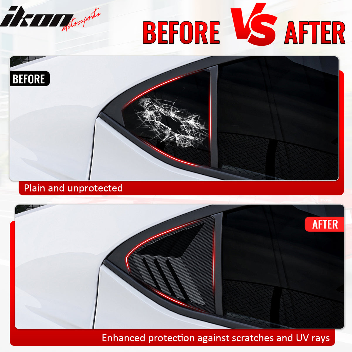 Fits 22-25 Subaru WRX IKON Side Window Louvers Vent Cover Carbon Fiber Print ABS